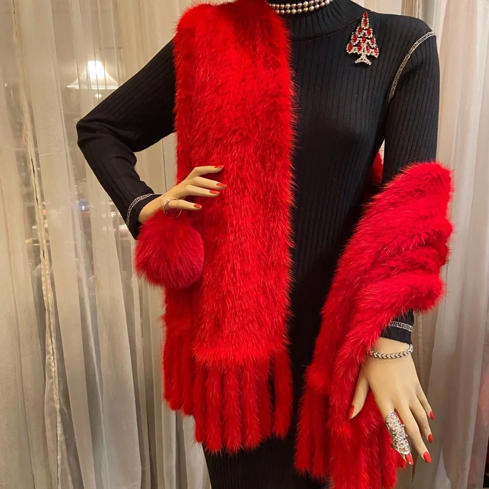 Red Mink Shawl on Knit